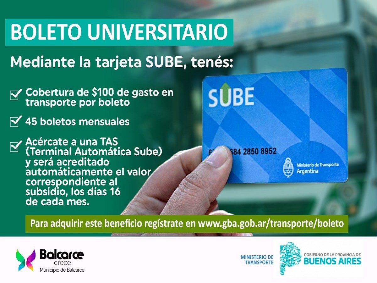 Boleto universitario gratuito de la tarjeta SUBE: Se encuentra disponible el trámite de inscripción